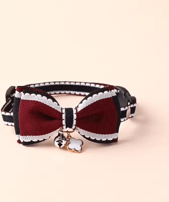 Inspire Curations BellaBow Adjustable Pet Collar With Bell red