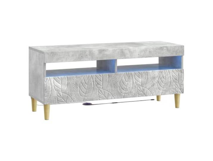 GKHPYURE TV-Schrank mit LED, Grau, Beton, aus technischem Holz Modernes, platzsparendes Design, flexible LED-Leuchten, 90° drehbare Türen, große Fächer, Verwendung im Innenbereich