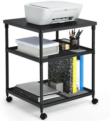 3- Tier Printer Stand File Organizer with Wheels and Adjustable Shelf