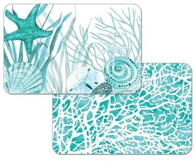 Counterart Reversible Wipe-clean Plastic Placemats Set of 4 - Coral Life