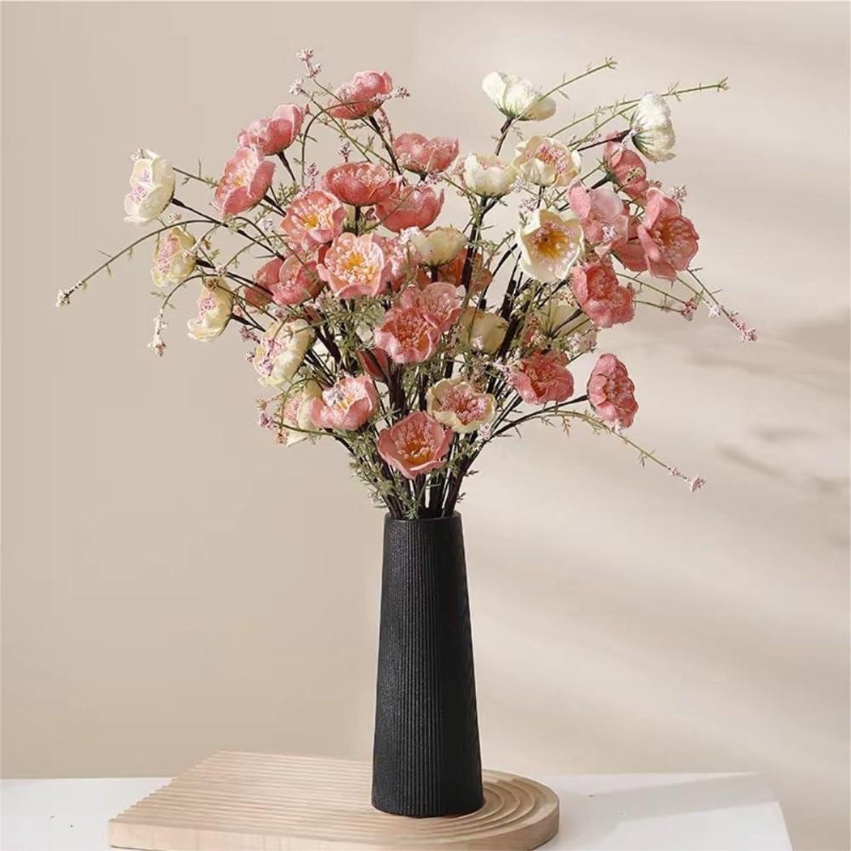 Onderhoudsvrij Kunstbloemen Boeket Azalea in Beige en Roze - 70 cm