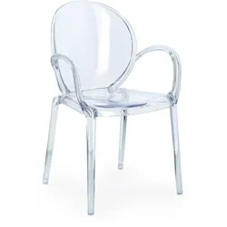 Gartenstuhl Camilla 4er-Set aus Kunststoff, modern stapelbar mit Armlehne, transparent
