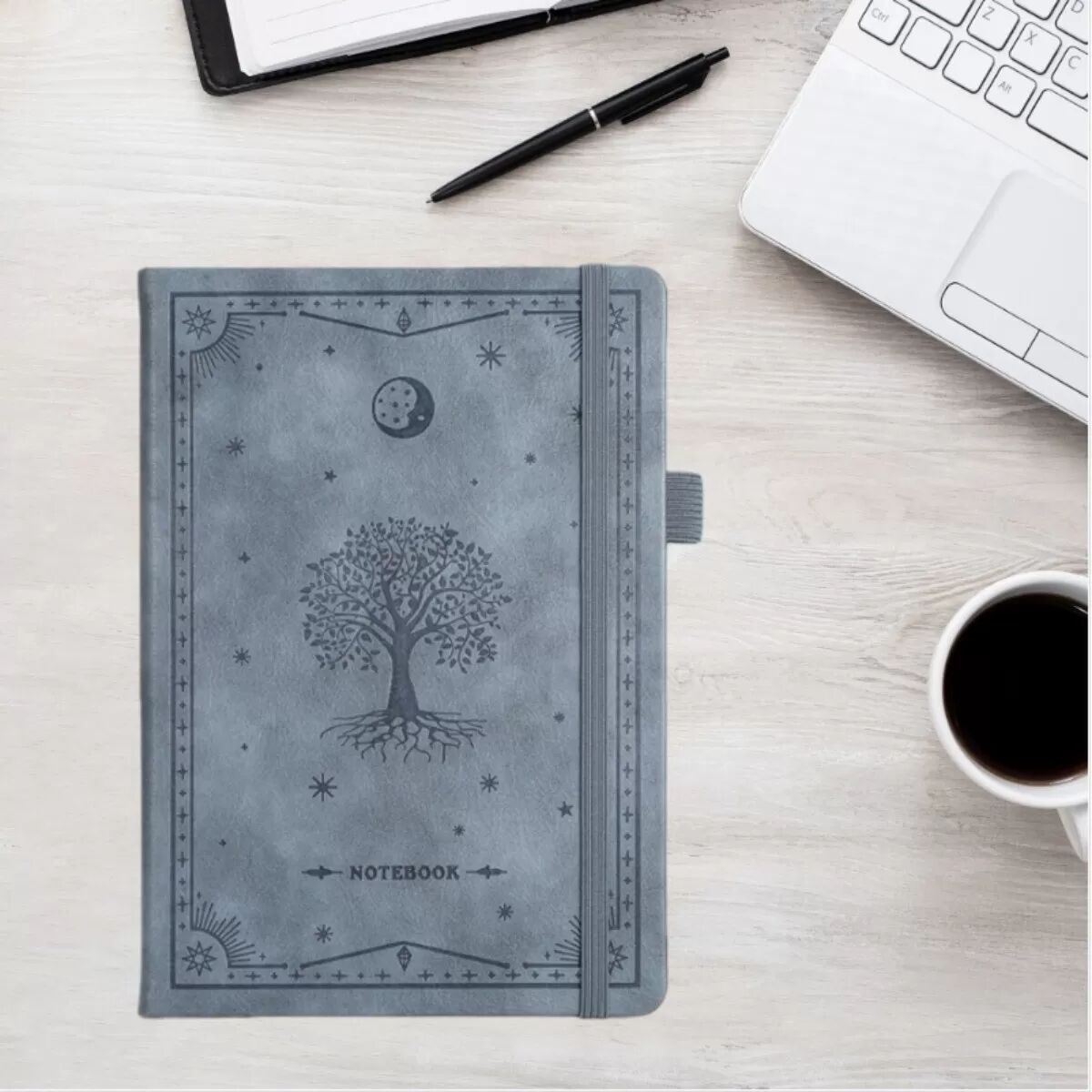 INF Europäisches Retro Kreativ Notizbuch - Vintage Journal mit Schnurbindung für Schreiben und Büro Dunkelblau
