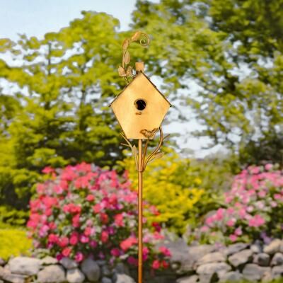 Zaer Ltd "Antique Copper Saran Birdhouse Stake ""Sherry"""
