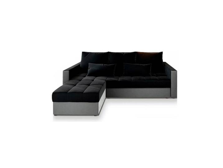 ECKSOFA KOS PIK Schwarz Plüsch-Stoff mit Schlaffunktion