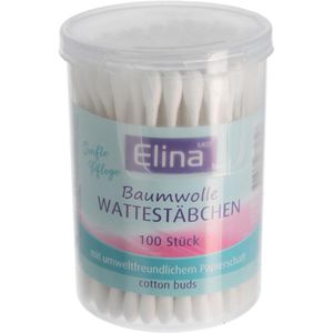 Elina-med Wattestäbchen 68032, Papier, 7,5cm, Ø 4mm aus Baumwolle, 100 Stück