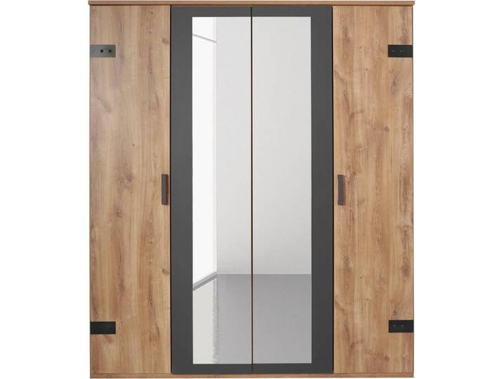 Wimex Drehtürenschrank Malmö, Kleiderschrank mit Spiegel, Made in Germany im Industrial Look, 180 oder 225cm breit