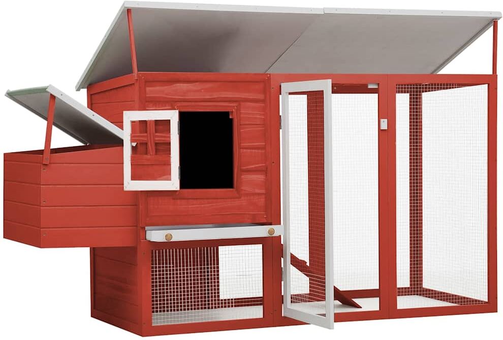 vidaXL Gallinero con 1 jaula para huevos madera rojo Rojo