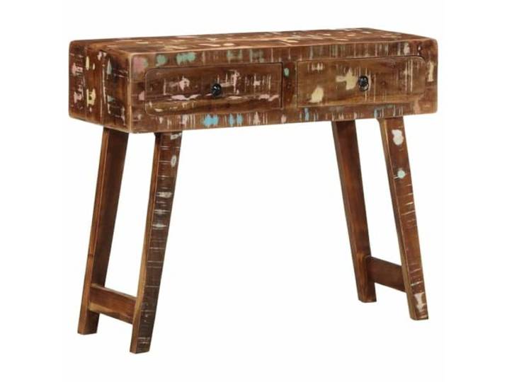 KPOUTRFG Konsolentisch 90x32x75 cm aus Massivem Altholz mit 2 Schubladen Massivholz, recyceltes Altholz, 2 Schubladen, Beistelltisch, Flurmöbel, einzigartige Maserung, stabil