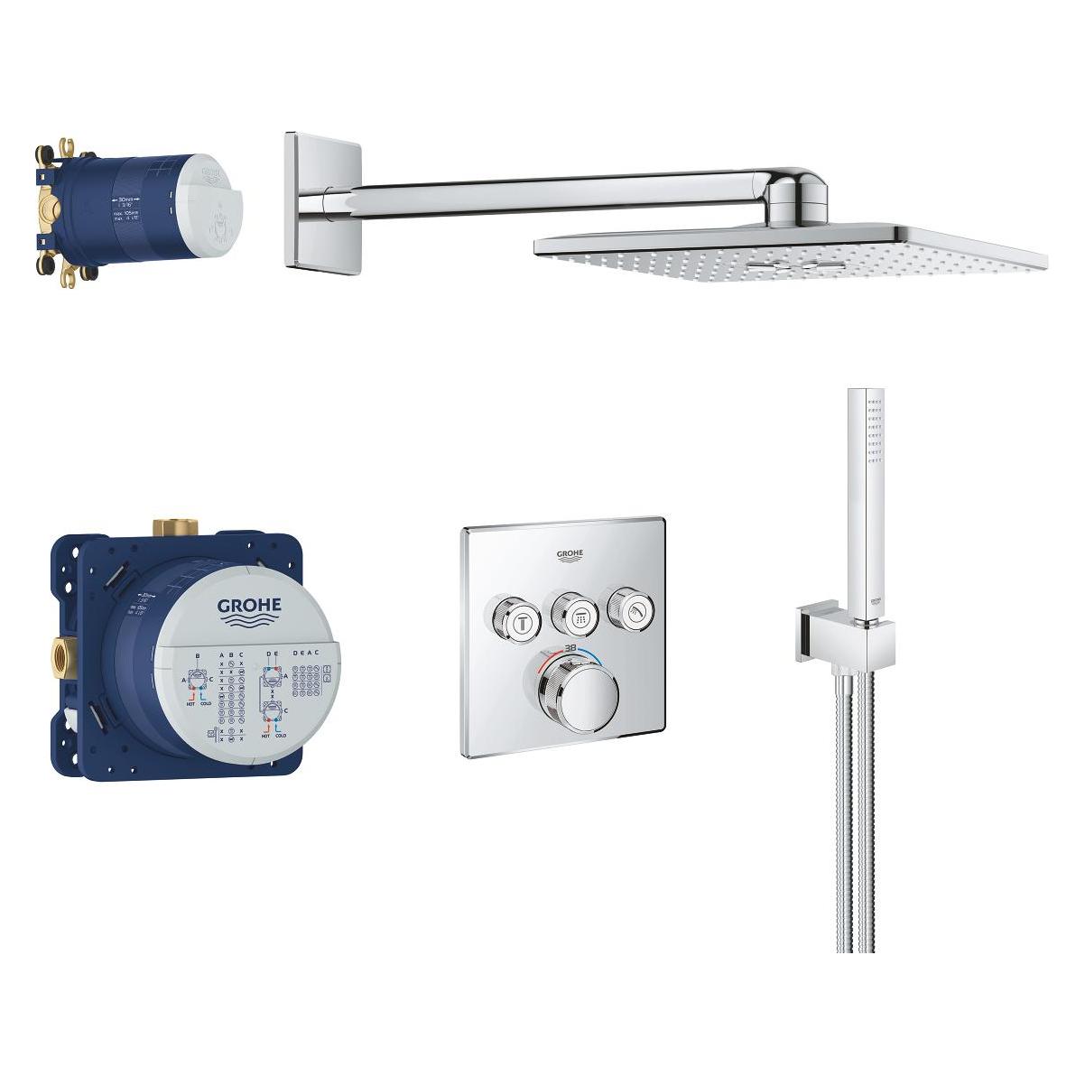 Grohe Duschsystem GROHTHERM SMARTCONTROL m UP-Thermostat Kopfbrause eckig chr (34804000)