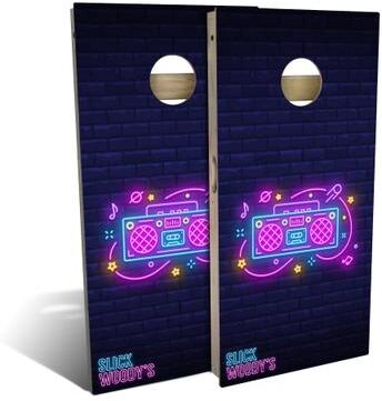 Skip's Garage 80s Boombox Outdoor Cornhole Board Set