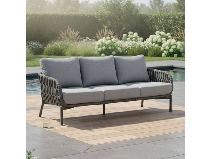 LC Garden Terano Diningsofa Low Dining Aluminium/Rope/Olefin Dunkelgrau Hellgrau