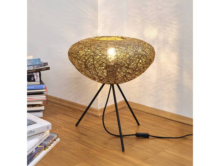 OSRAM Tischlampe Decor Paper Drop, braun / rost, für Wohn- / Esszimmer, Papier / Lunolit / Lunopal, Landhaus / Rustikal, Tripod Stehleuchte