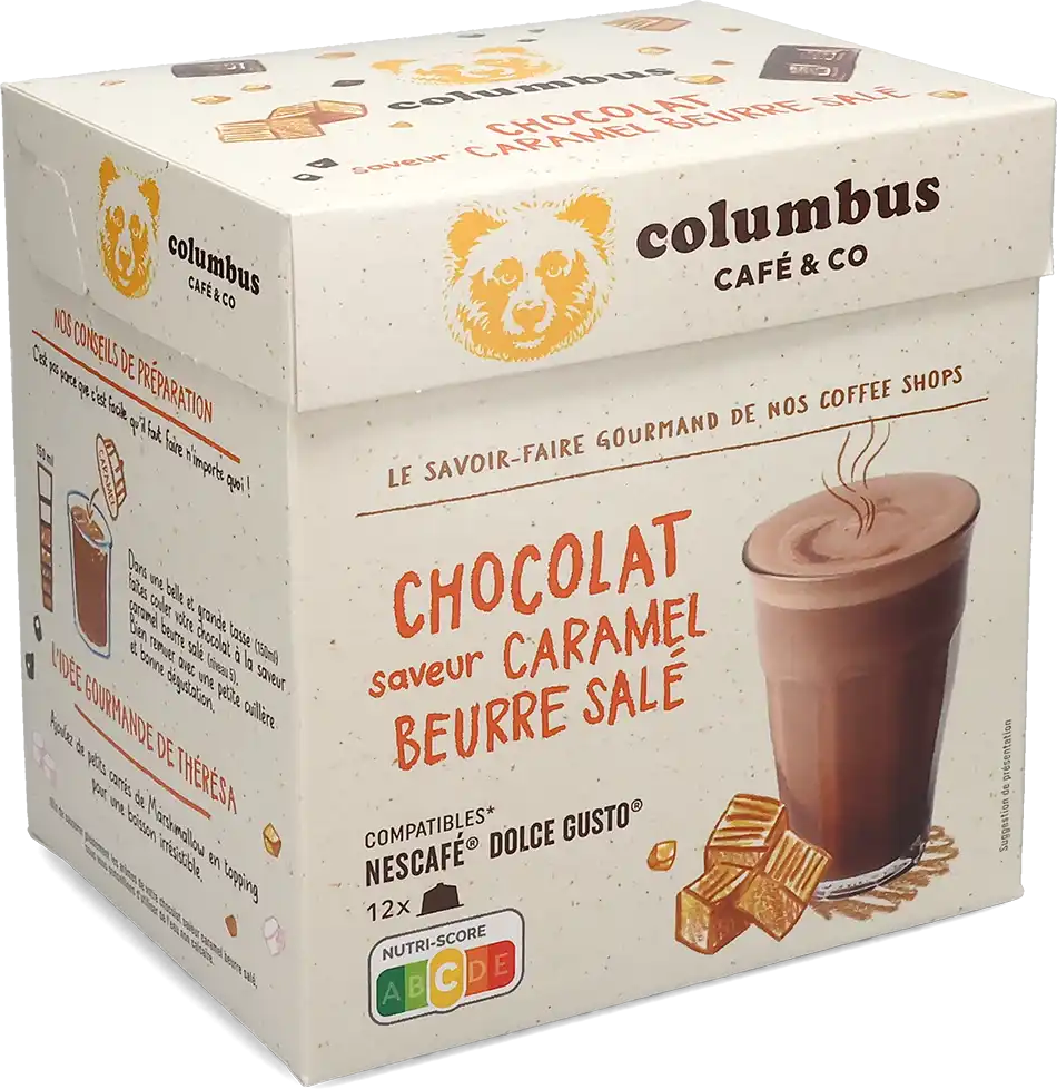 Columbus   Warme Chocolademelk Salted Caramel - 12 capsules voor Dolce Gusto
