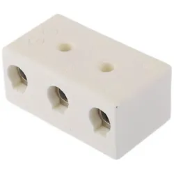 RS PRO Klemmleiste Keramik 3 Durchgänge 76A, Elektronikkabel + Stecker, Weiss
