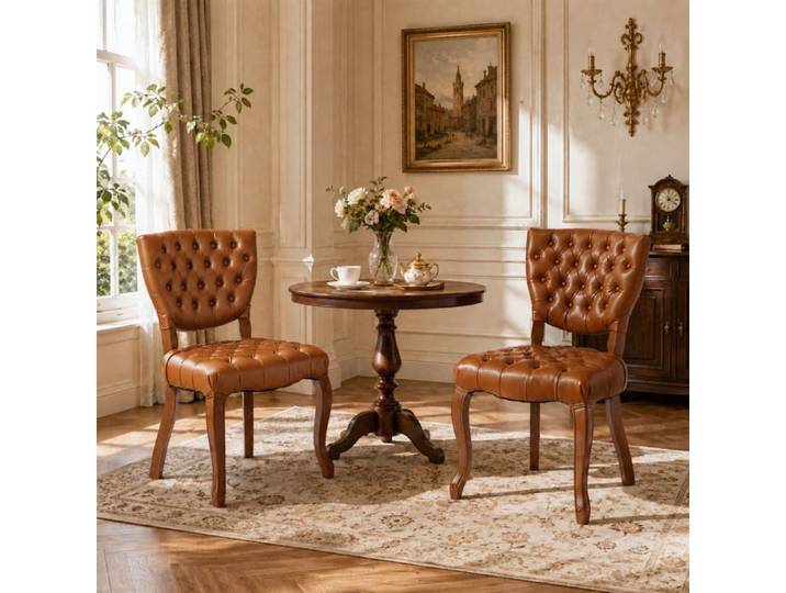 Chaise de Salle à Manger Rembourrée Marron Chaise de Cuisine Moderne Siège Confortable