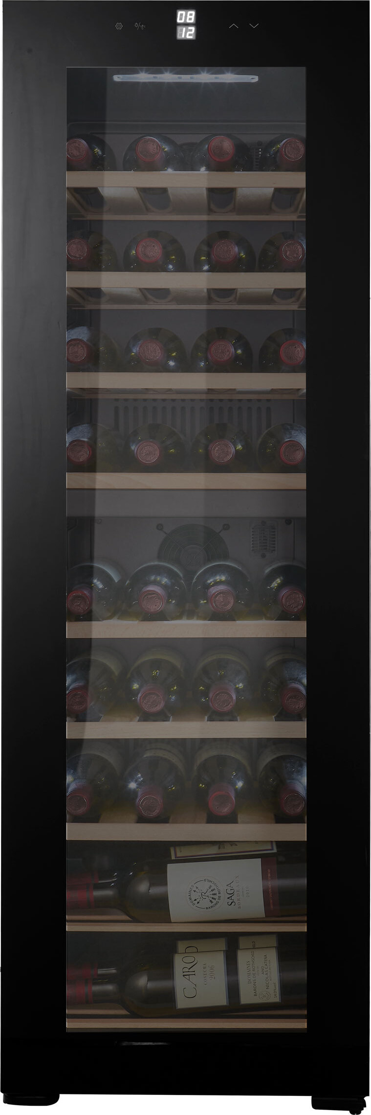 Freistehender Weinkühlschrank - Northern Collection 39 Black | Zwei Temperaturzonen 5 bis 18°C| Kompressor | Kapazität 39 Flaschen | 2 Zonen | UV-Glas