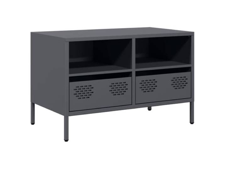 LKJephalotrope TV-Schrank Anthrazit 68x39x43,5 cm Stahl Lowboard Industrie-Fernsehtisch aus Stahl mit 2 Fächern und 2 Schubladen für Wohnzimmer und Schlafzimmer.