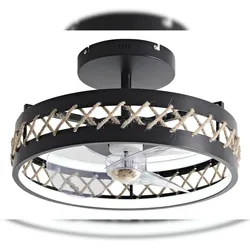 PURLINE LED-Lüfterlampe mit Details in Seiloptik CEILY ROPE