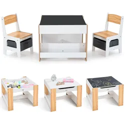 Baby Vivo Kindersitzgruppe mit multifunktionalem Tisch und 2 Stühlen aus Holz - Mia