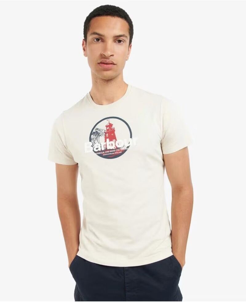 Camiseta Barbour Break Graphic-Print Rainy Day White Xxl Hombre