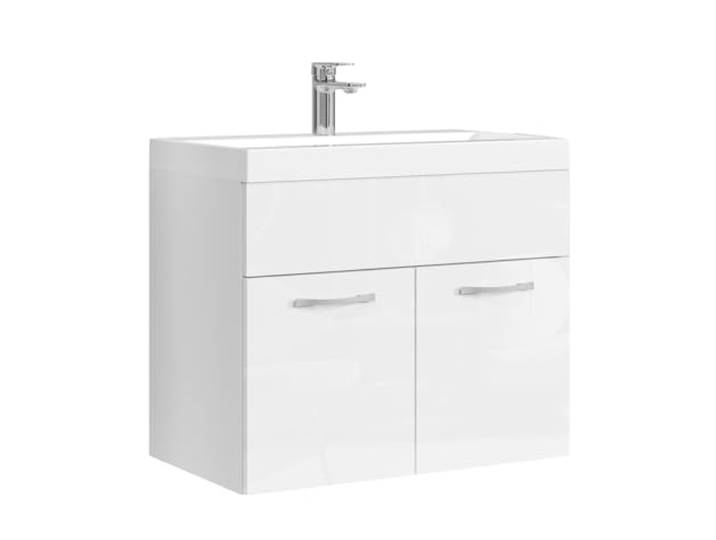 Badplaats Badmöbel Set mit Waschbecken und Unterschrank Montreal 01 60 x 35 cm Weiß Hochglanz - Waschbeckenunterschrank mit Waschbecken