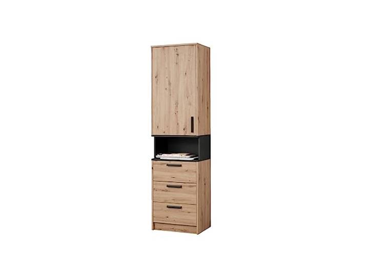 Design Möbel Regal Gustavo Kleiderschrank DREI Schubladen Abschließbarer Schrank Soft-Close-Scharnieren PVC-Kanten Kleiderschrank Holz Kleiderschrank Kinderzimmer Artisan Eiche 52x195x40 cm