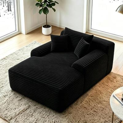 Plush Fabric Convertible Chaise Lounge with Throw Pillows