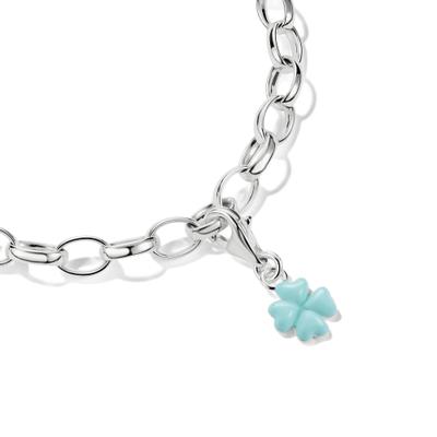 Charm-Einhänger THOMAS SABO "Charm Anhänger Kleeblatt - Original", blau (silberfarben, grün), Charms, Damen, Metall