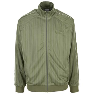 Outdoorjacke KARL KANI "Karl Kani Signature Shadow Stripe Trackjacket", Herren, Gr. XS, grün (lightolive, sanftes weiß), 100% Polyester, unifarben, normal, amerikanischer Ausschnitt, Jacken Outdoorjacke