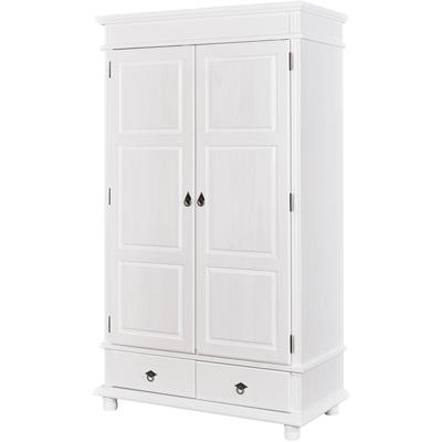 Kleiderschrank INTER LINK "Danz, Bauernschrank Kiefer Massivholz, FSC, Landhausstil", weiß, B:116cm H:199cm T:57cm, Massivholz, Schränke, Kleiderschrank, Dielenschrank mit Schubladen, BxTxH: 116 x 57 x 199 cm