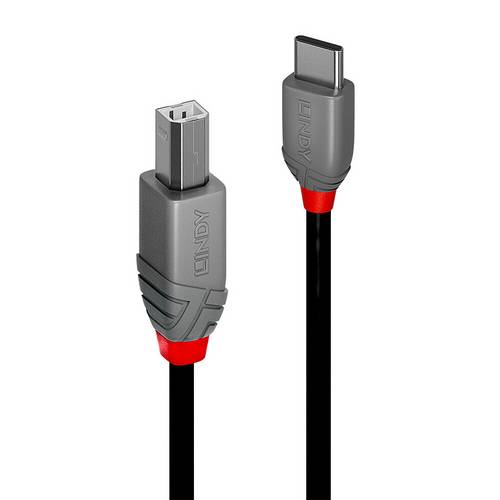 LINDY USB-Kabel USB 2.0 USB-C Stecker, USB-B Stecker 2.00m Schwarz 36942