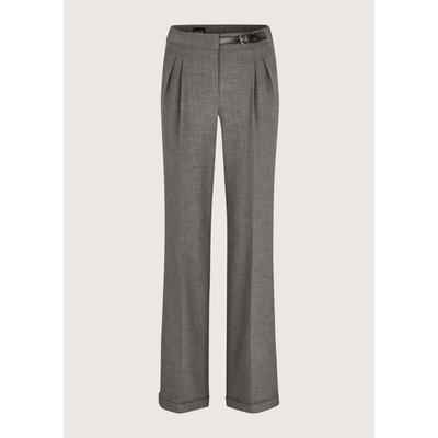 Bundfaltenhose MADELEINE "Hose Wide-Leg-Hose mit Zierriegel", Damen, Gr. 34, Normalgrößen, graphit, melange, Modern, weit, Hosen