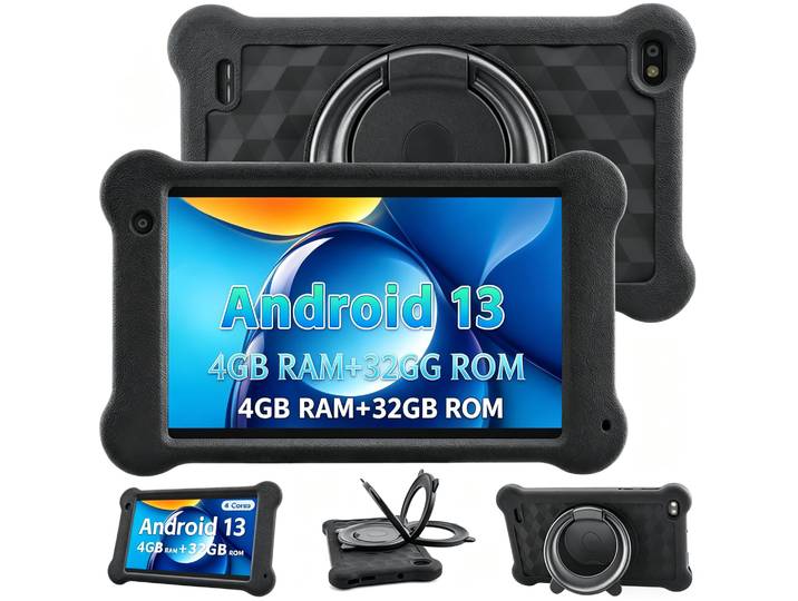 Tablette Paitanry Android 13, écran tactile HD IPS de 7 pouces, processeur quadricœur, 4 Go de RAM, 32 Go de ROM, Wi-Fi, Bluetooth, double caméra, tablette économique