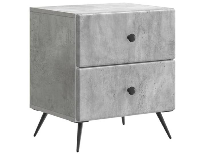 Tmriohed Nachttisch Betongrau 43x34,5x47,5cm Holzwerkstoff 2 Schubladen Kompakter Beistelltisch für Schlafzimmer und Gästezimmer bietet mit zwei Fächern Ordnung für Bücher und Utensilien.