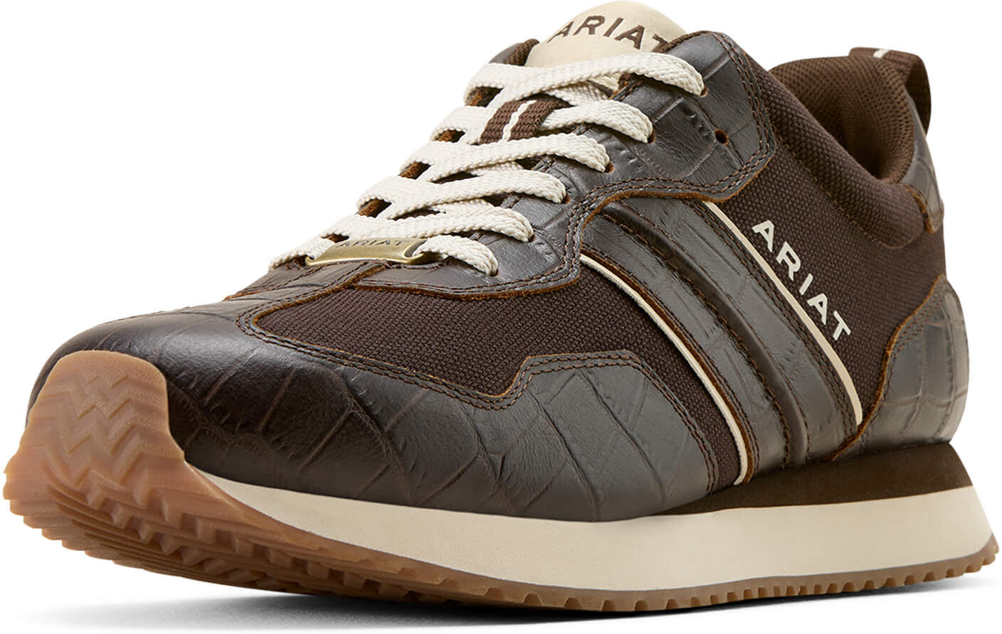 Men's Ranch Runner Shoe in Chocolate Antique Tan Croc Print, Size: 11.5 D / Medium by Ariat