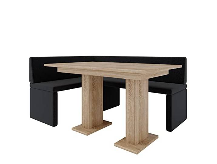 Eckbank Akiko mit Tisch - Eckbankgruppe für Ihrem Esszimmer, Küche modern, Sitzecke, Essecke. Perfekt für Küche, Büro und Rezeption. Solide und Starke Verarbeitung (INARI 100, 196x142 rechts)
