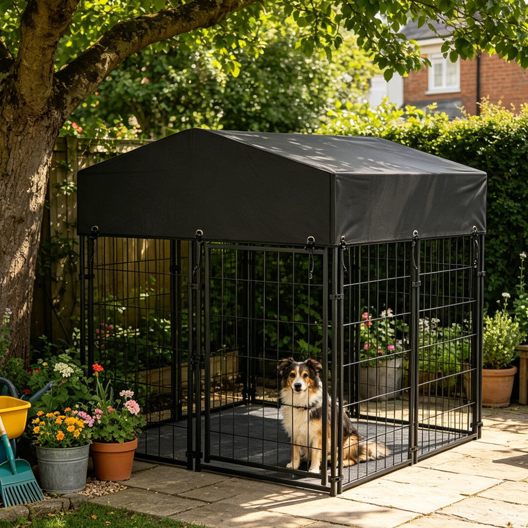 Archie & Oscar Rayne Pet Pen with Door Black 134cm H x 120cm W x 127cm D