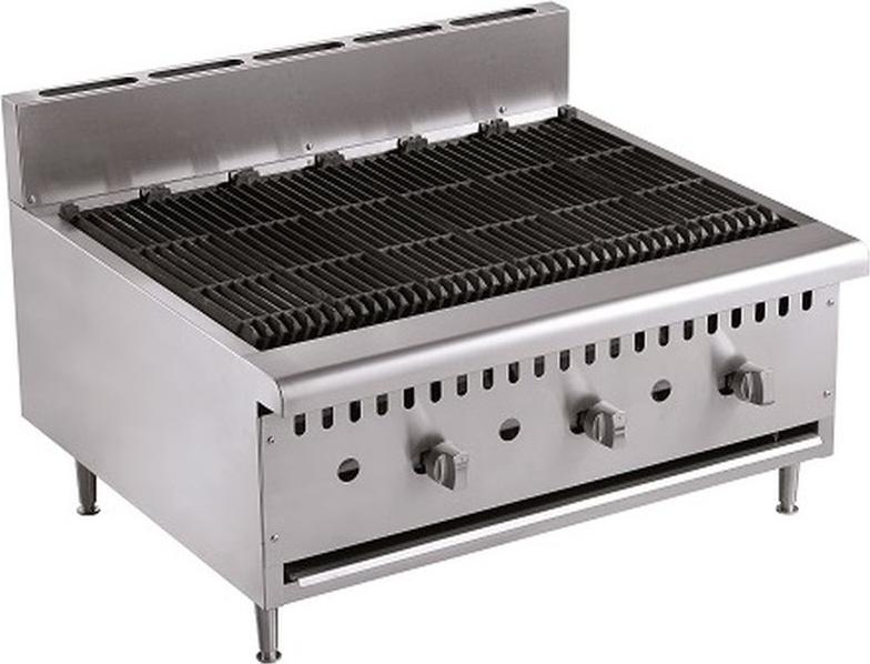 Professioneller Gasgrill als Tischgerät mit 27 kW Leistung, Maße 915x800x590 mm