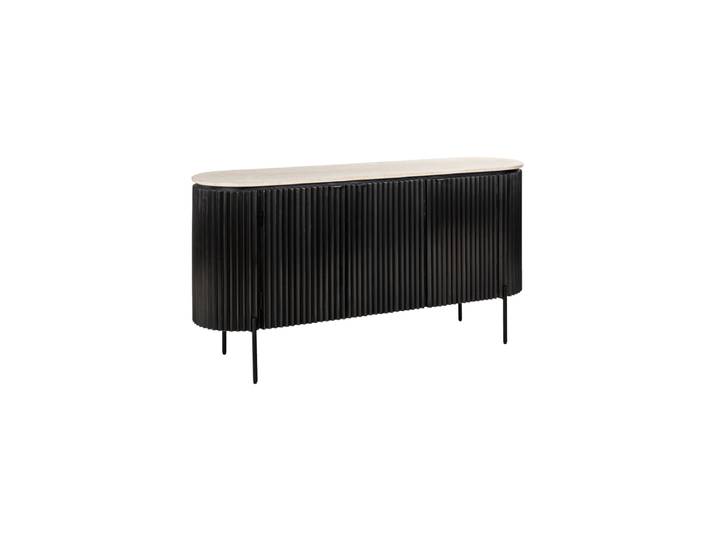 Design Sideboard „Hampton“ mit Travertin Abdeckplatte Dunkelbraun Richmond Interiors