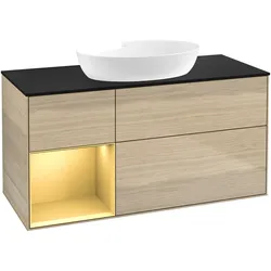 Villeroy & Boch Waschbeckenunterschrank Finion FA6, Eckig Oak Veneer mit Beleuchtung, 1200x603x501mm
