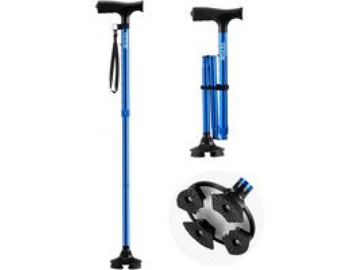 VEVOR Gehstock, zusammenklappbarer Spazierstock mit 8-facher Höhenverstellung (770-940 mm), leichte und tragbare Gehhilfe aus Aluminium, Gehstütze für Männer, Frauen und Senioren, 113 Tragkraft (blau)