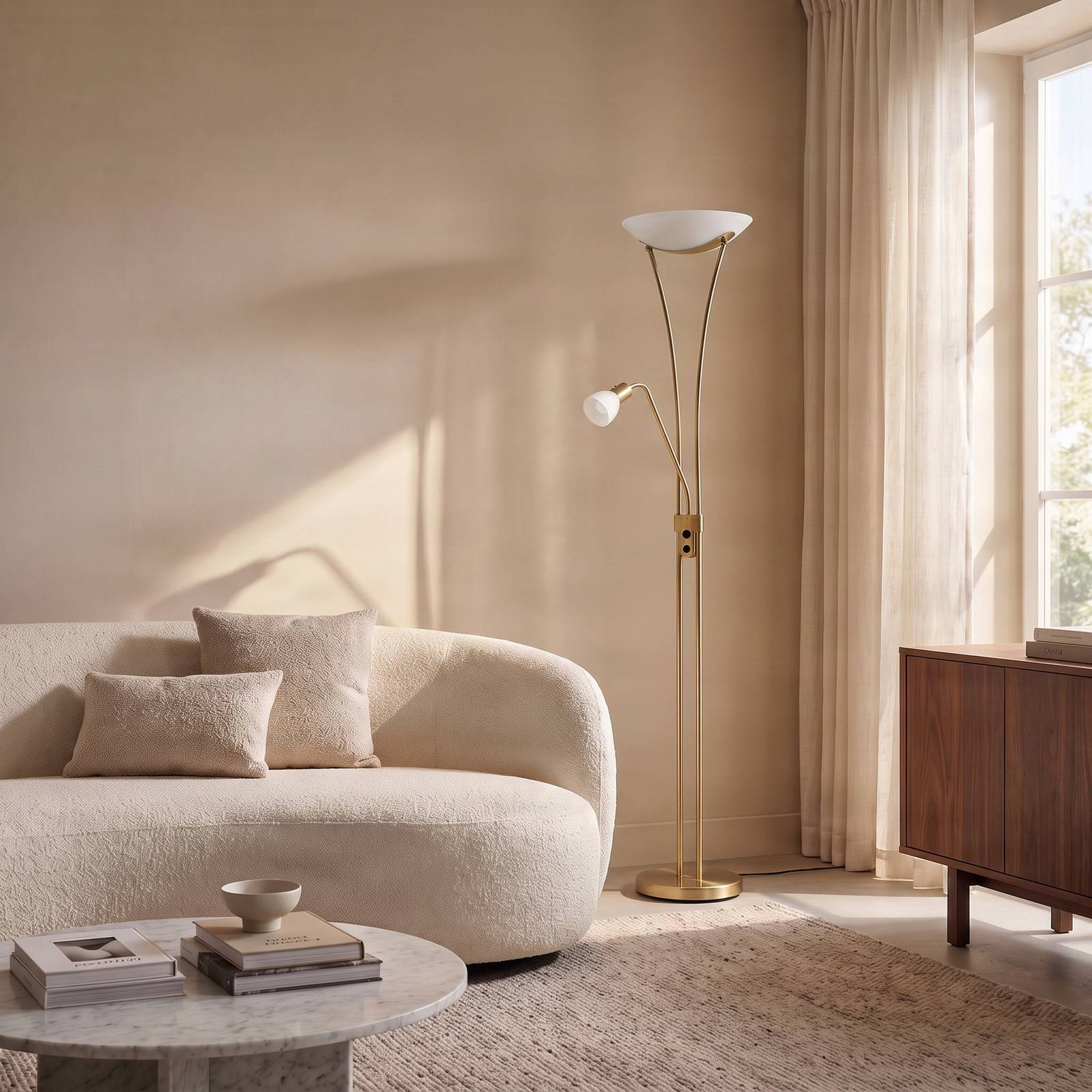 Deckenfluter Felicia Lindby, messing / gold, für Wohn- / Esszimmer, Metall, Modern, Stehlampe
