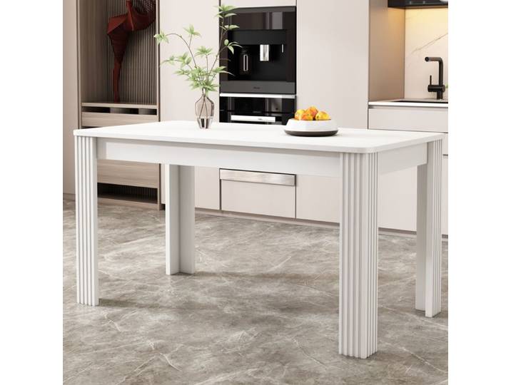 SENVIRO table de salle a manger design moderne plateau blanc structure stable blanc