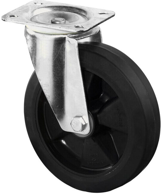 Roulette pivotante BS Rollen, bandage élastique noir Ø 200 mm (L400.B60.200)