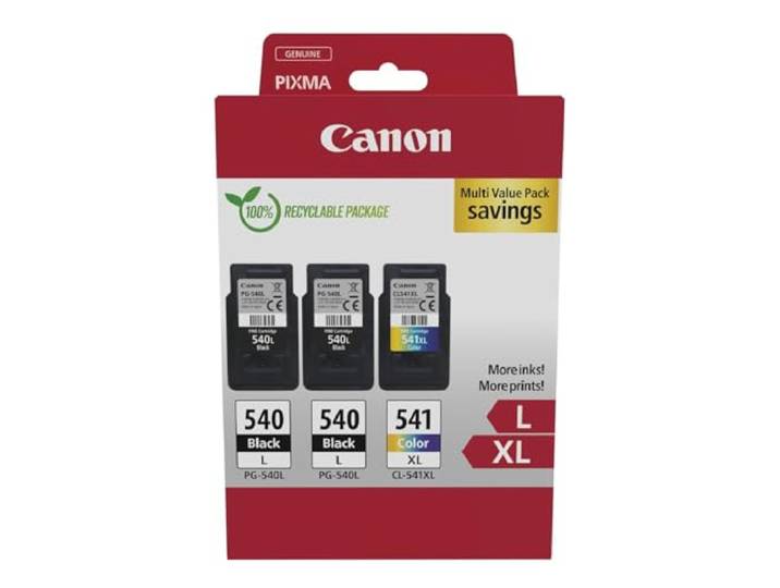 Canon PG-540 L CL-541 XL Pack de 3 Cartouches Capacité XL (2 x Noir capacité L\, 1 x Couleur capacité XL) certifié (Emballage Carton)