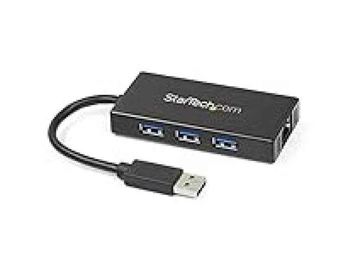 StarTech Hub USB-A 3 Ports 5Gbps, Gigabit Ethernet LAN, Aluminium