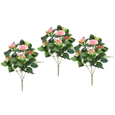 Kunstblume I.GE.A. "Künstlicher Rosenbusch", rosa, B:17cm H:34cm L:17cm, Polyester, Kunstpflanzen, Kunstrose Blume Strauß Bouquet Rosen Rosenbouquet Wildrose