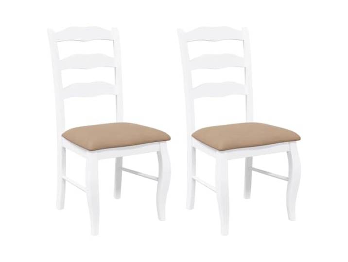 Esszimmerstühle mit Kissen, 2 Stück, Massivholz, Gummibaumholz, Weiß Ergonomisches Design, bequeme Rückenlehnen, Kissen inklusive, langlebiges Gummibaumholz, Esszimmer, Wohnzimmer, Essen