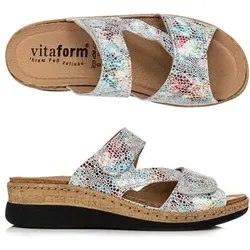 VITAFORM Damen-Pantolette Nappaleder Fantasiedruck Keilabsatz